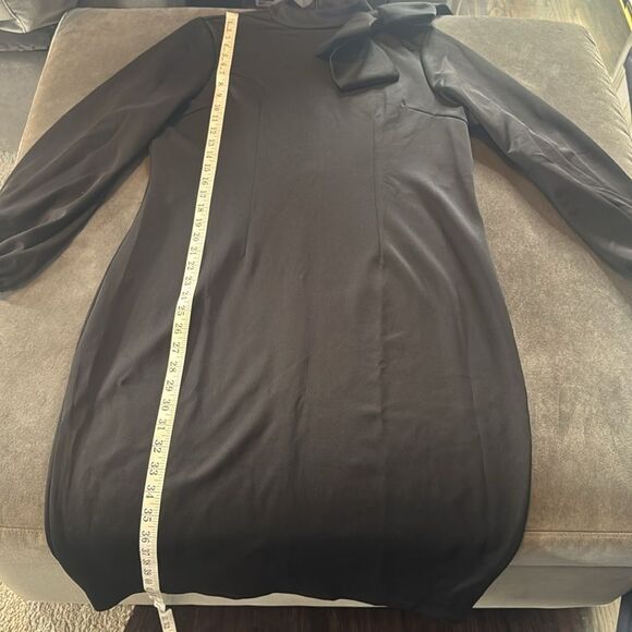 Women’s Black Long Sleeve Midi Pencil Dress with Bow Detail Size XL NEW - Picture 10 of 14